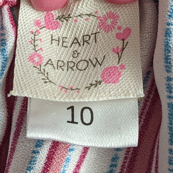 Heart & Arrow Girl's Pink and White Floral Striped Romper Size 10 - Picture 6 of 6
